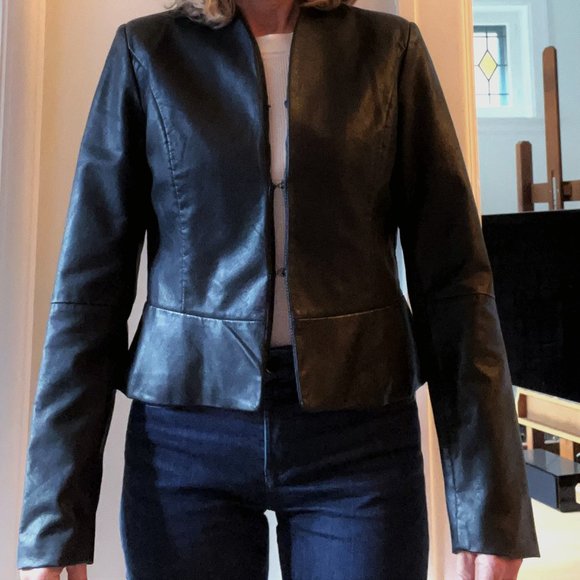 Dressy Cropped Leather Jacket - Picture 1 of 4